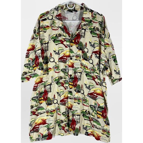 Vintage 90’s Guess Hawaiian Camp Shirt Men’s Size 2XL Japan Mt Fuji Rayon - Picture 1 of 10